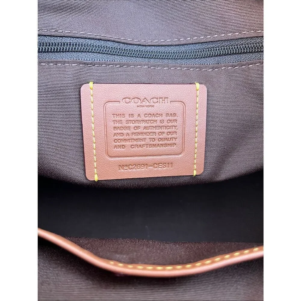 Coach Rowan Large Satchel Pebbled Leather Maple Bag Purse
